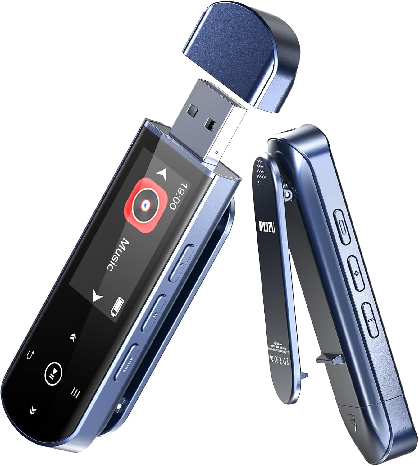 RUIZU 64GB MP3 5.3, MP3 USB Player with Bluetooth Clip Jam Portable Music Player for Sports Running, USB Player Stick