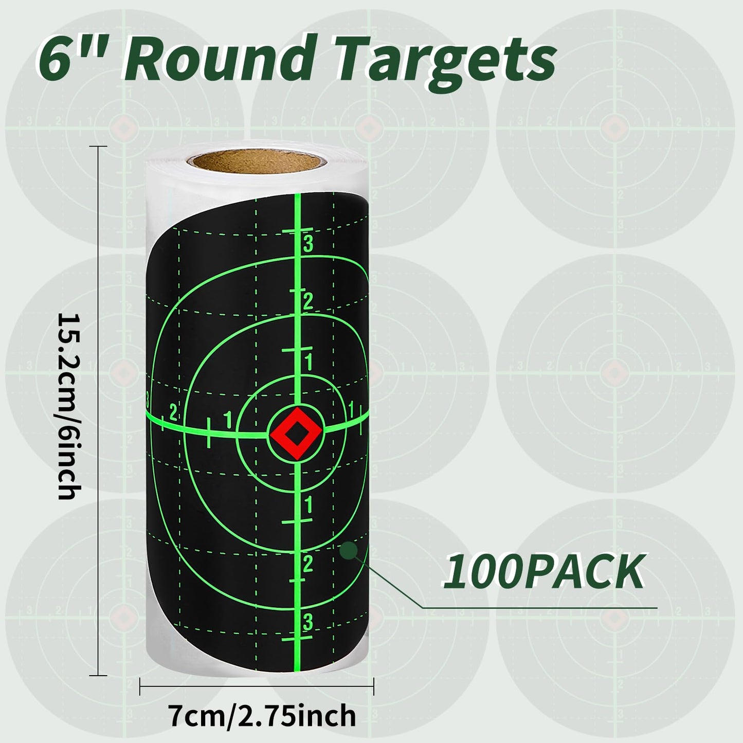 Shooting Targets, 6" Splatter Targets Stickers 100 Pack Self Adhesive Paper Target for Shooting Range Reactive Fluorescent Yellow Gun Target for Shooting Practice, Crosshairs