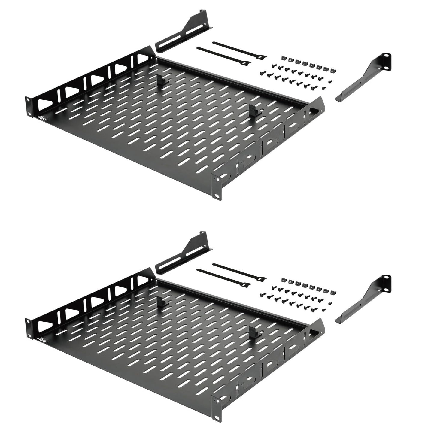 Tecmojo 1U Rack Shelf,19 inch Rack Shelf 14 inch Depth,Rack Mount Shelf with Anti-Slip Stops,Server Rack Shelf and Network Shelf for 19in Equipments, 110lbs Capacity of Vented 1U Shelf,No Lip(2 Pack)