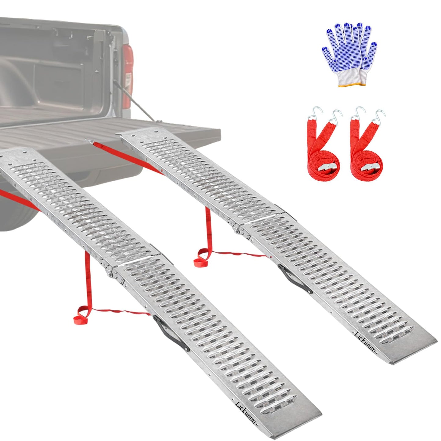LIEKUMM 67" ATV Ramps 2-Pack, 1000 lbs Capacity Folding Loading Ramps 500 lbs Each, Heavy Duty Steel Truck Ramps for Pickup Trucks, Trailer, Lawn Mower
