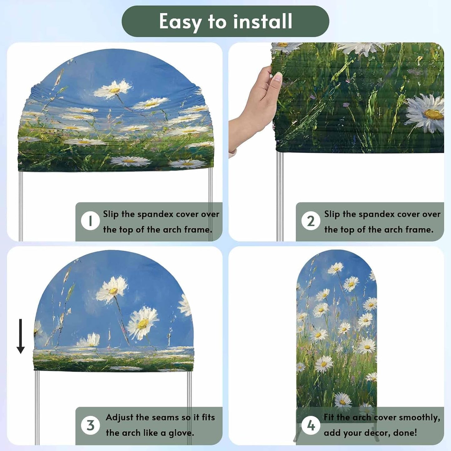 Jnbasdffb 6.6 Spring Floral Wedding Arch Cover,Stretchy Spandex Arch Backdrop Stand Covers FT,Pastoral Flowers Oil