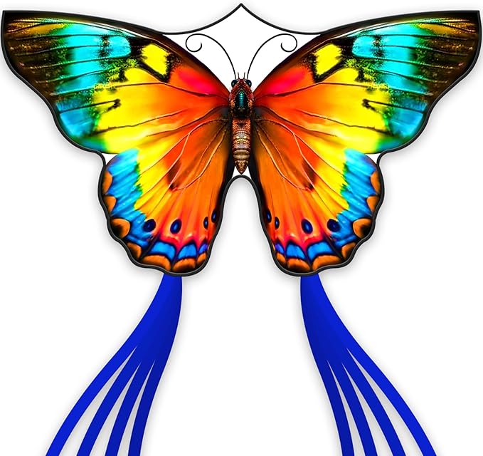Butterfly Kites for Kids and Adults,Extremely Easy to Fly for Beginners,Single Line String with Tail for Beach Flying Kites for Outdoor Trip Park Family Game(Flower Splendour Butterfly)