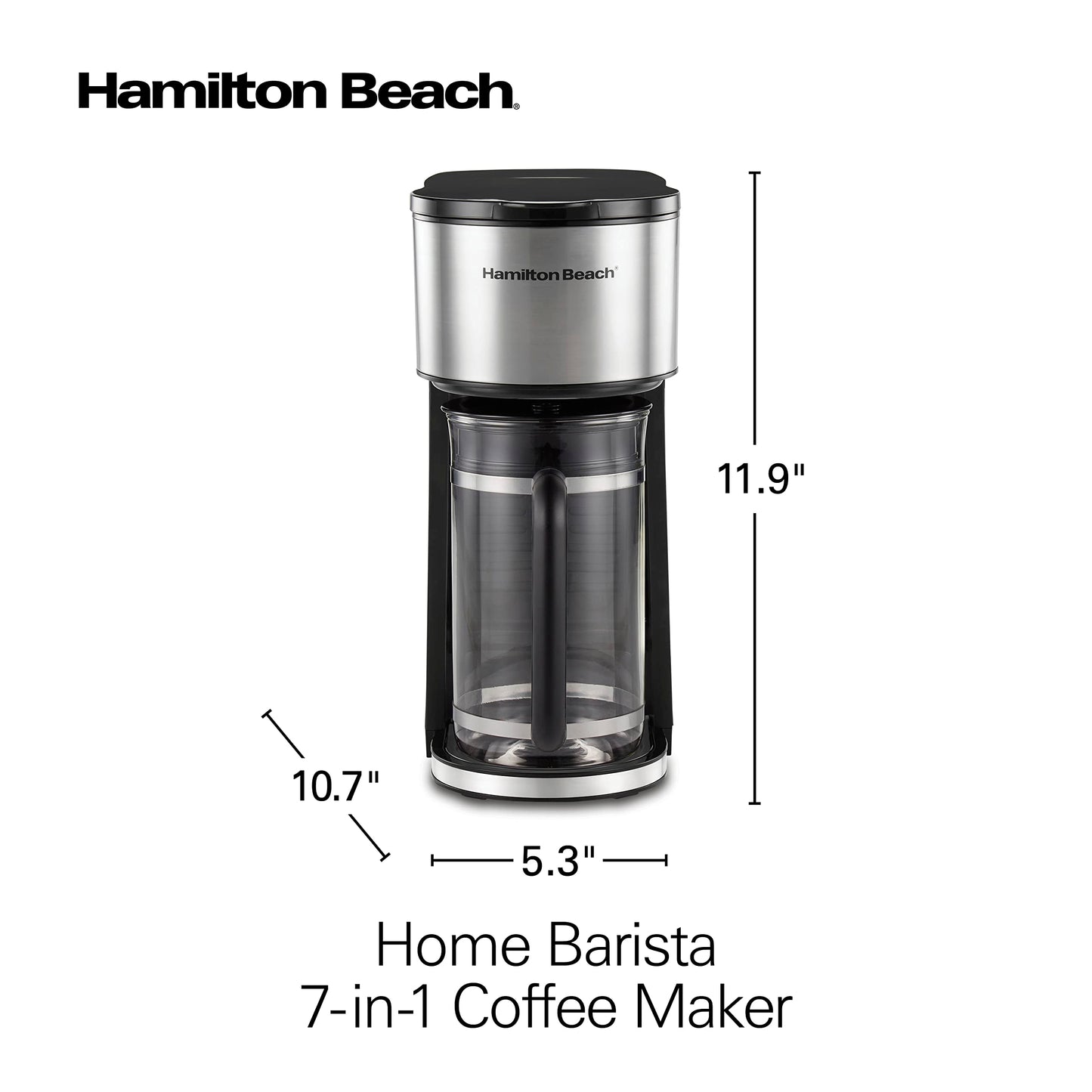 Hamilton Beach Home Barista 7-in-1 Small Coffee Maker with Seven Ways to Brew, 6 Cup Carafe, Drip, Single Serve, French Press, Pour Over, Cold Brew, Easy-Fill Reservoir, Black (46251)