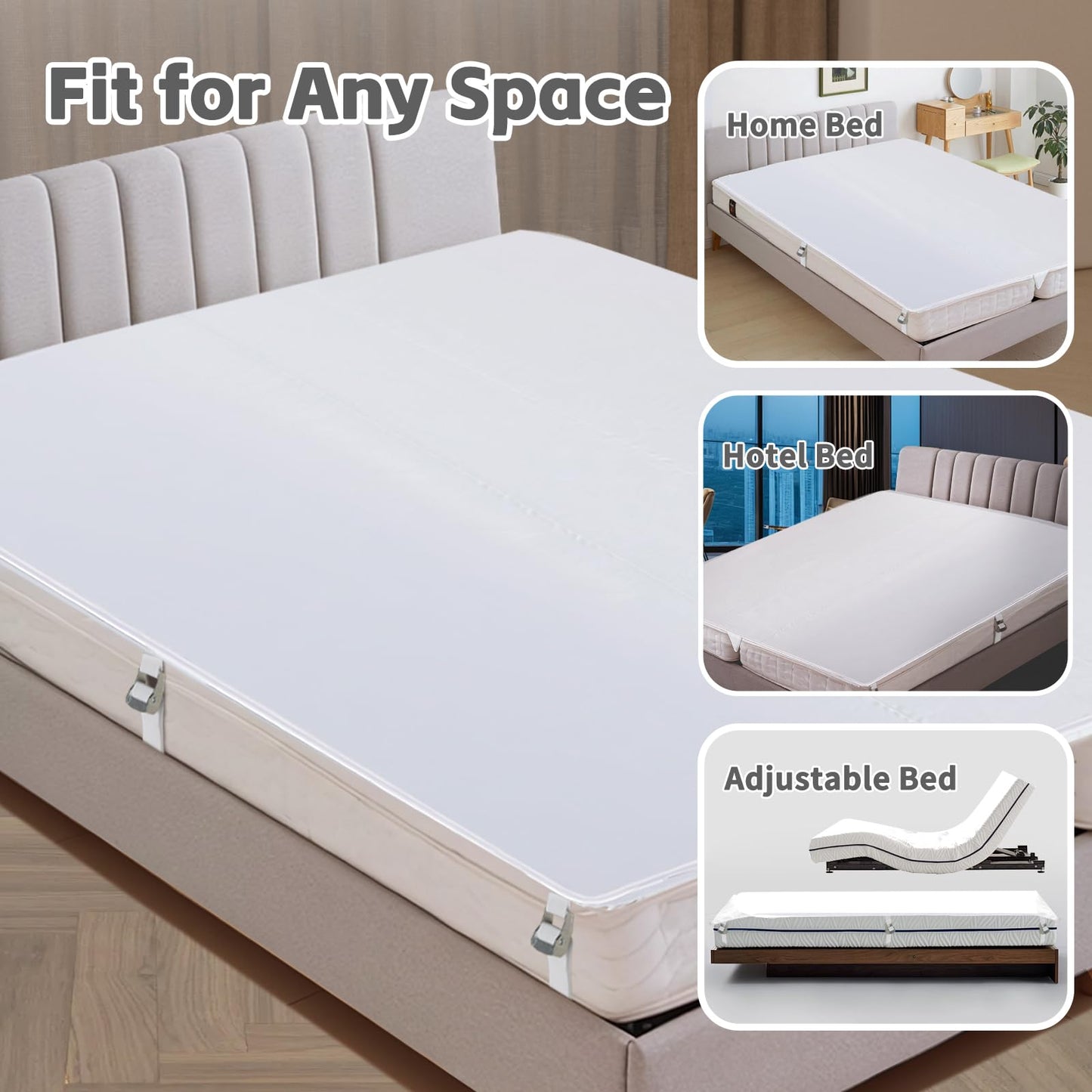 Nqdrax 3-in-1 Bed Bridge Twin to King with Fitted Sheet|Split King Gap Filler for Adjustable Bed| 78"x 75"|White (Patent Licensing)