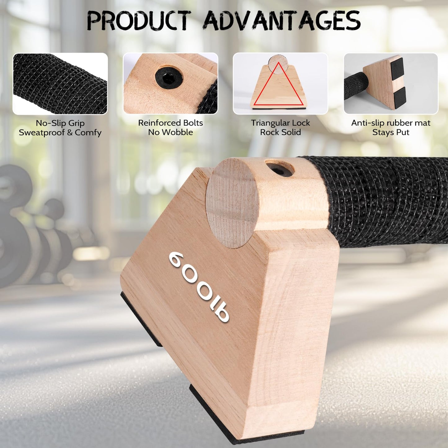 Wooden Parallettes Bars - 30CM Calisthenics Equipment for Handstand Training, Push Up Bars & Strength Training,Oak Wood Parallel Bar, Non-Slip Base for Handstand Blocks, Pushup Handles & Planks