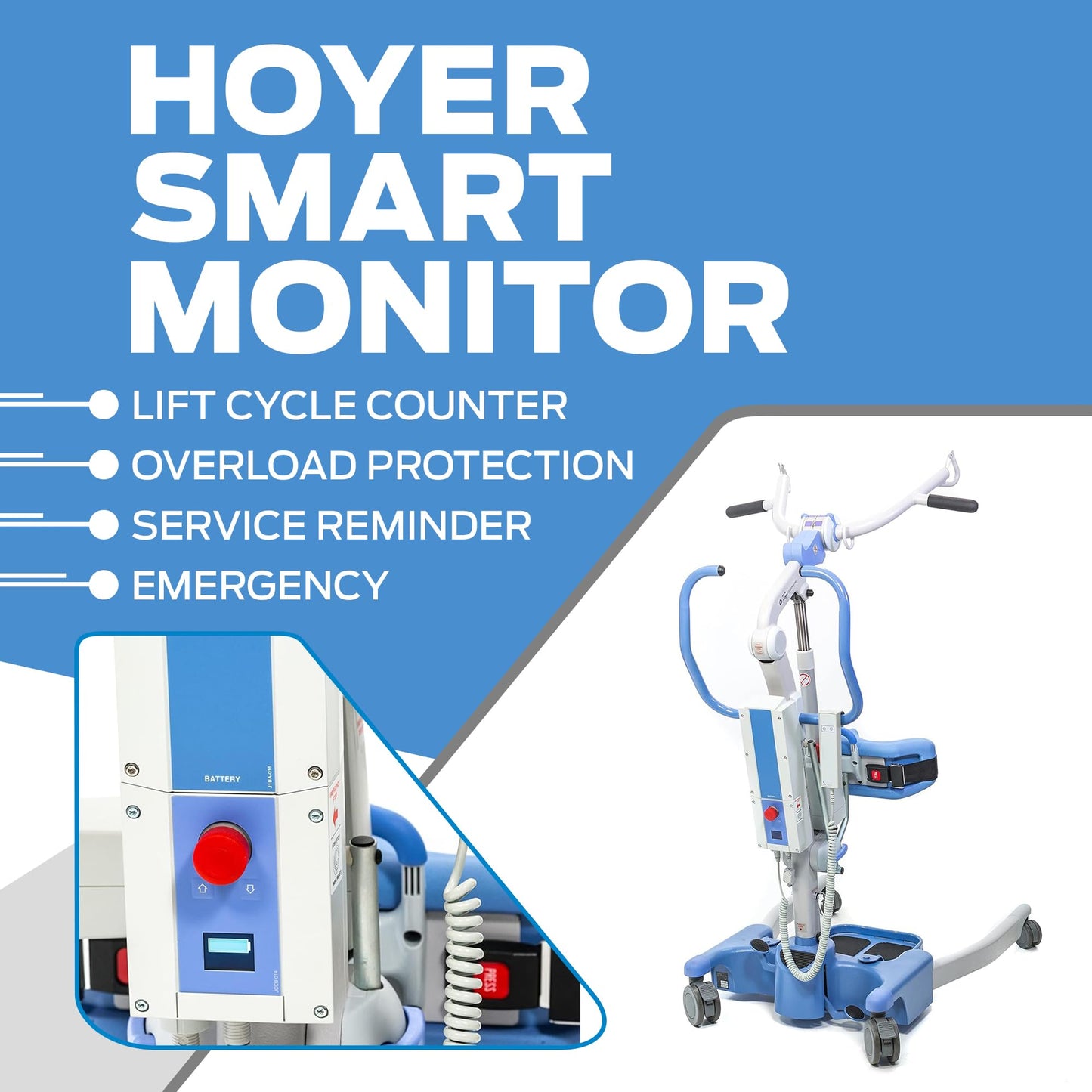 Joerns Hoyer Journey Sit to Stand Electric Power Patient Lift | Ultra Compact, Portable Folding Stand Aid | Safe Working Load 340 Lbs. | Smart Monitor Technology