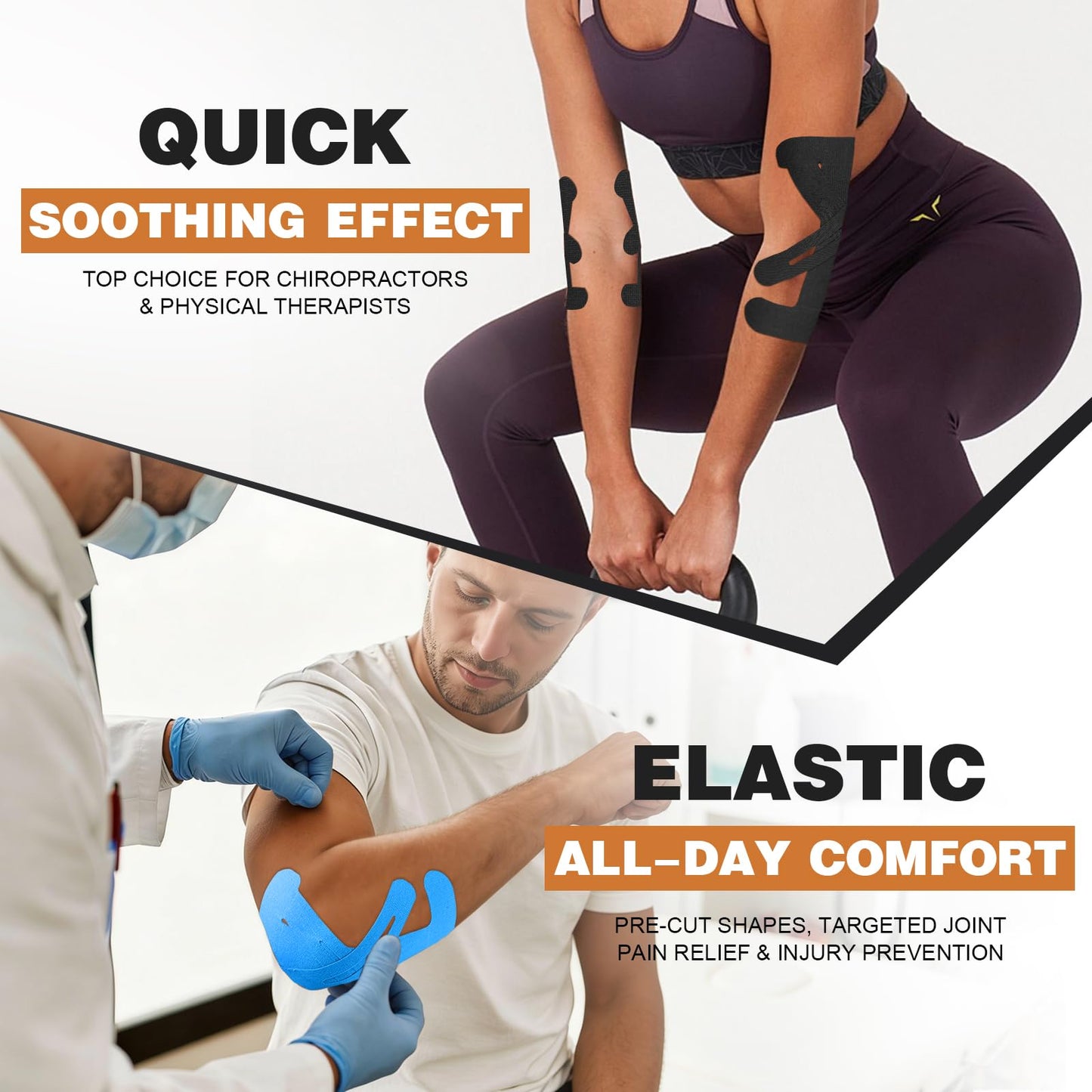 TEAWOO Precut Kinesiology Tape for Elbow, 24Pcs, Waterproof Breathable Athletic Tape, Enhanced Adhesion & Elasticity, Elbow Pain Relief Support for Sports & Daily Use