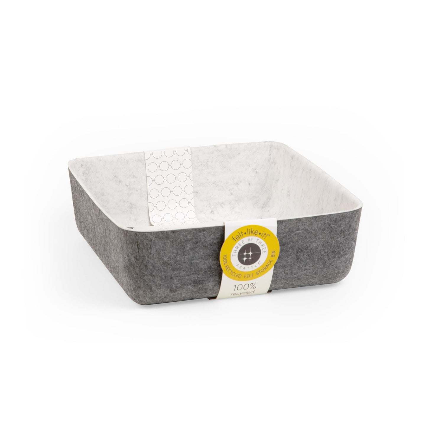 Three by Three Seattle felt·like·it!™ Small Cubby Storage Bin Set of 3 with Dividers – Eco-Friendly Recycled Felt Bins for Home & Office Organization, Charcoal