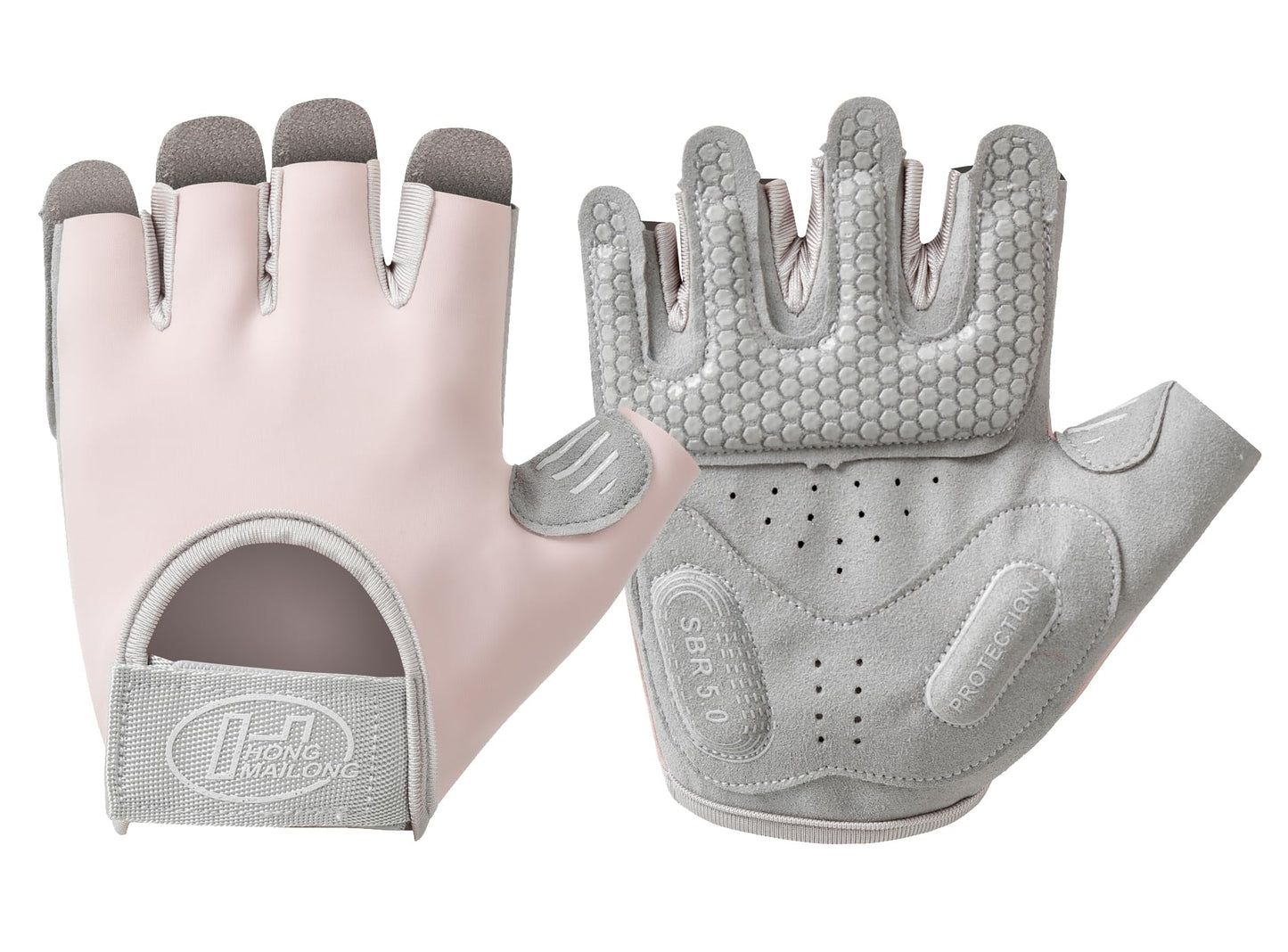 SUJAYU Workout Gloves for Women & Men, Anti-Slip Fingerless Gloves for Weightlifting, Gym, Fitness, Cycling (Pink, Large)