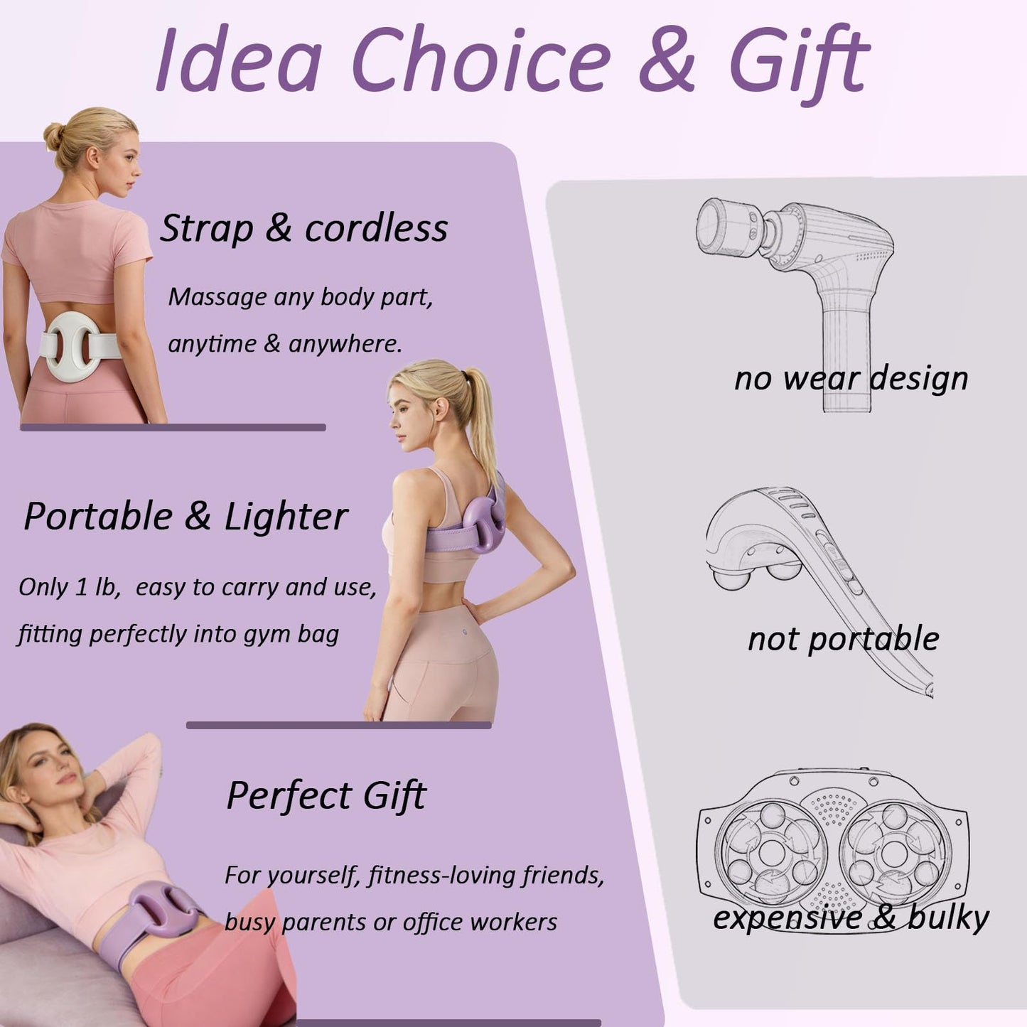 YLZELSKY Full-Body Fascia Ring Massager with Belt Deep Tissue Vibration Massage Tool 3 Modes & 6 Intensities, Portable Cordless Massager for Weight Loss & Lymphatic Drainage, Gift for Women (Purple)