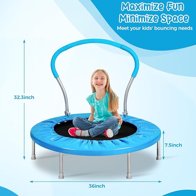 Mini Trampoline for Kids, Indoor Toddler Trampoline with Handle, Child Small Rebounder Trampoline for Indoor and Outdoor Use