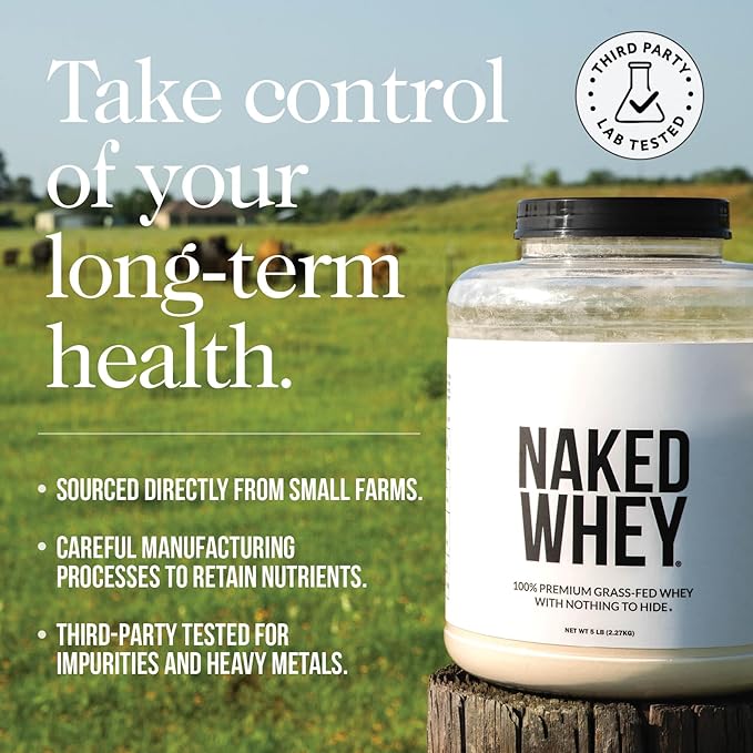 NAKED Strawberry Whey Protein Powder, Only 3 Ingredients, 25g Grass Fed Whey Protein Powder, Aid Muscle Growth & Recovery - 24 Servings
