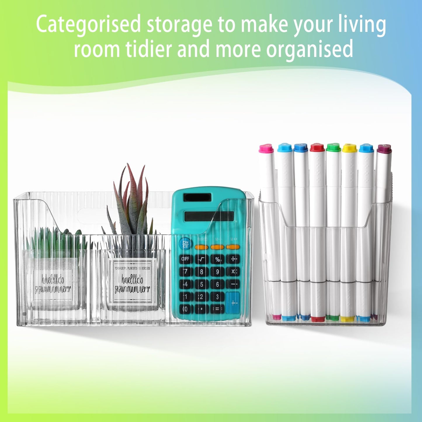 SiliFine 8 Pcs Storage Organizer Bins Wall Mounted Organizer Basket Plastic Cabinet Door Bins Stackable Hanging Baskets for Organizing for Wall Refrigerator Kitchen Bathroom Pantry(3.94'',Clear)