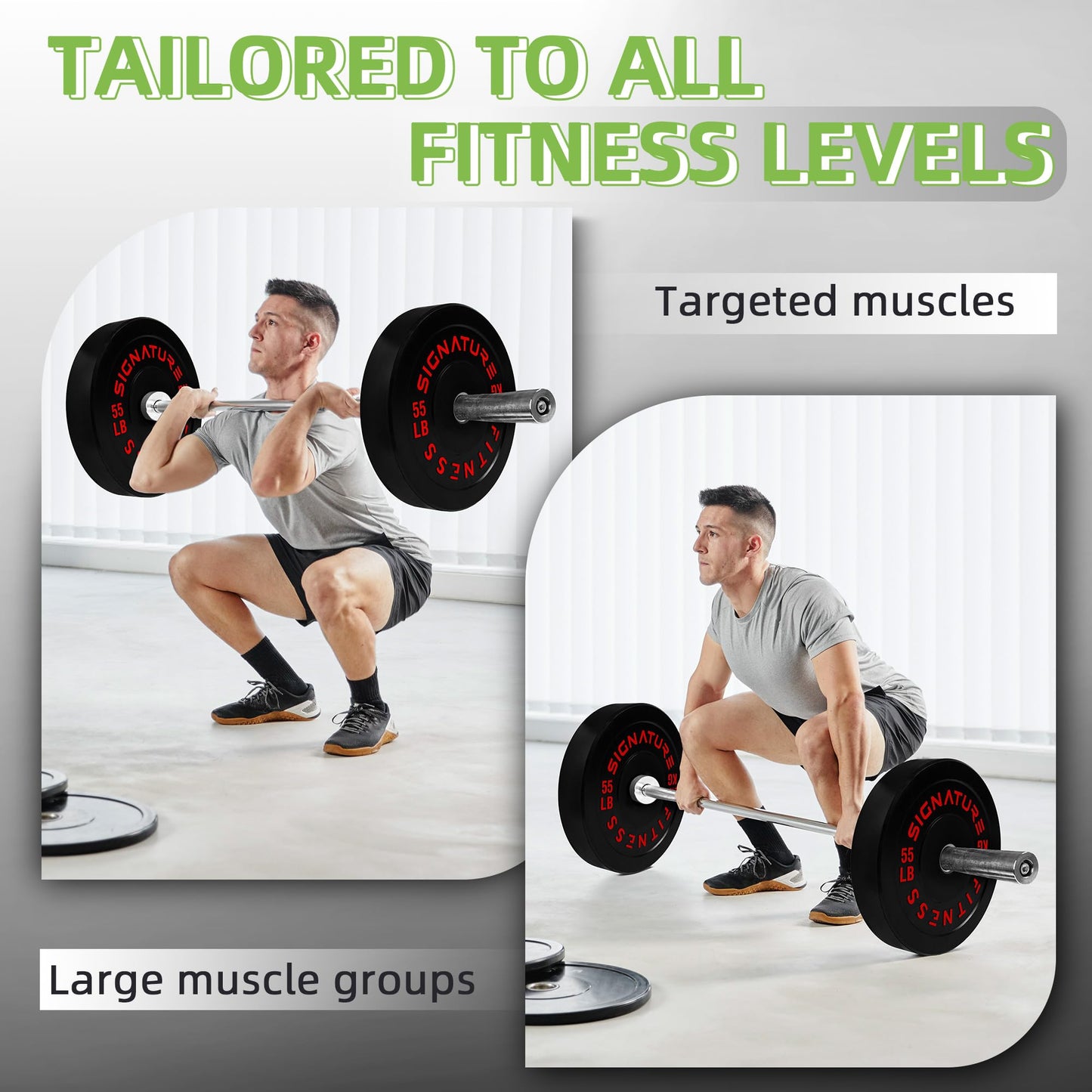 Fitvids 2" Olympic Bumper Plates Set Including 260 LB Weight Plates Set with 7FT Barbell Bar, Colored