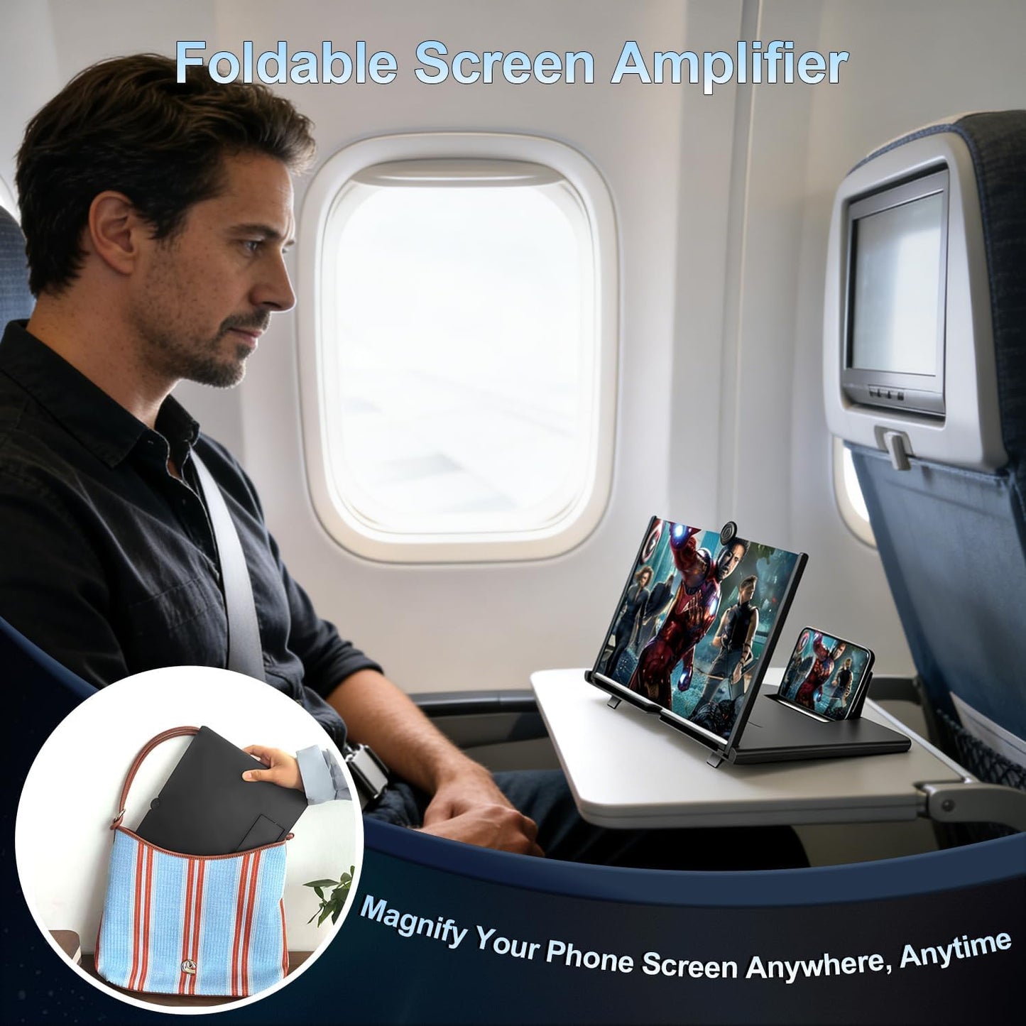 12" 3D Smartphones,12 inches for Mobile Phone Screen Magnifier HD Projector Screen for Movies, Videos, Foldable Stand