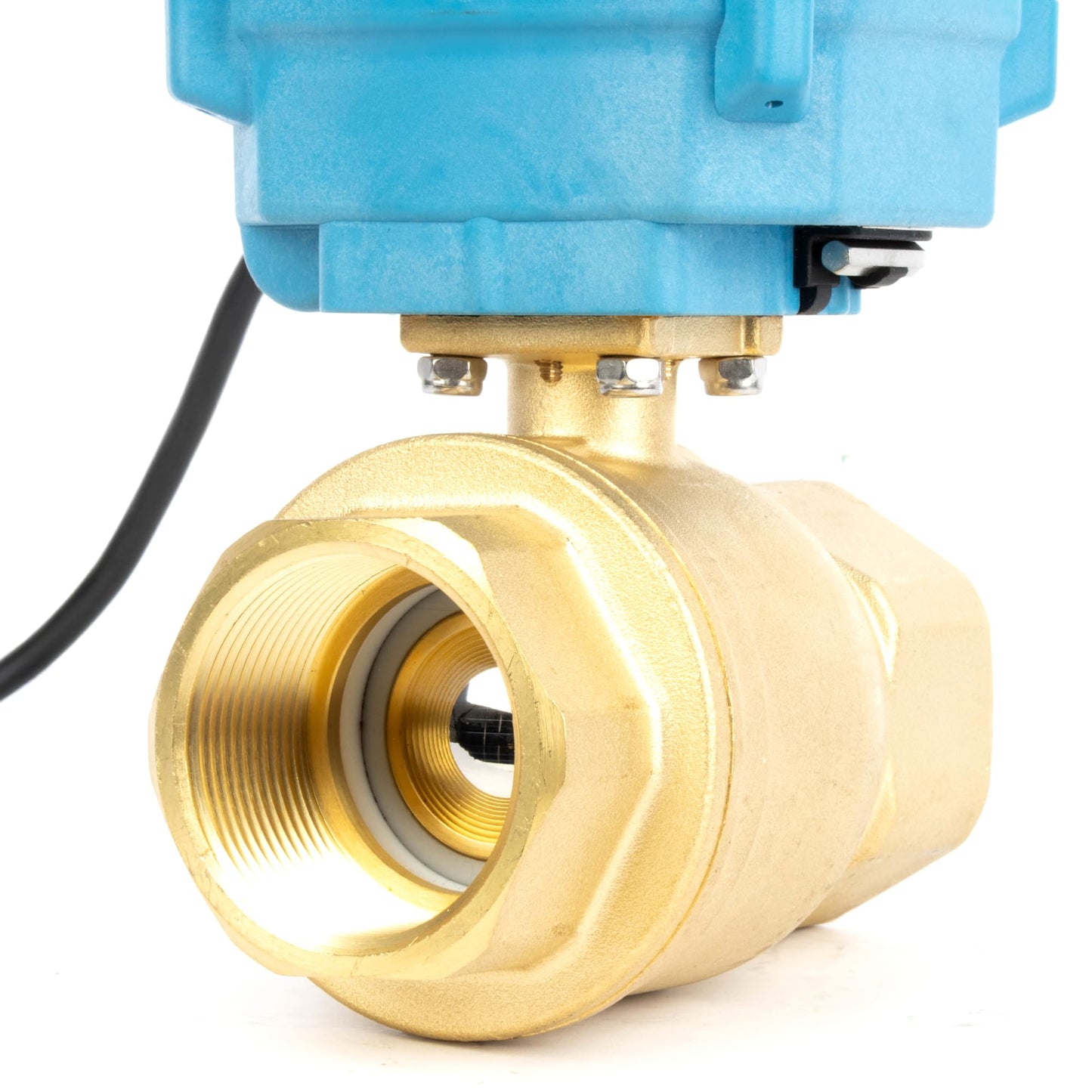 U.S. Solid 1-1/2" Motorized Ball Valve with US Plug 110VAC Brass Electrical Ball Valve, IP67, Manual Override, Direction Display Auto Return, Normally Closed, IP67
