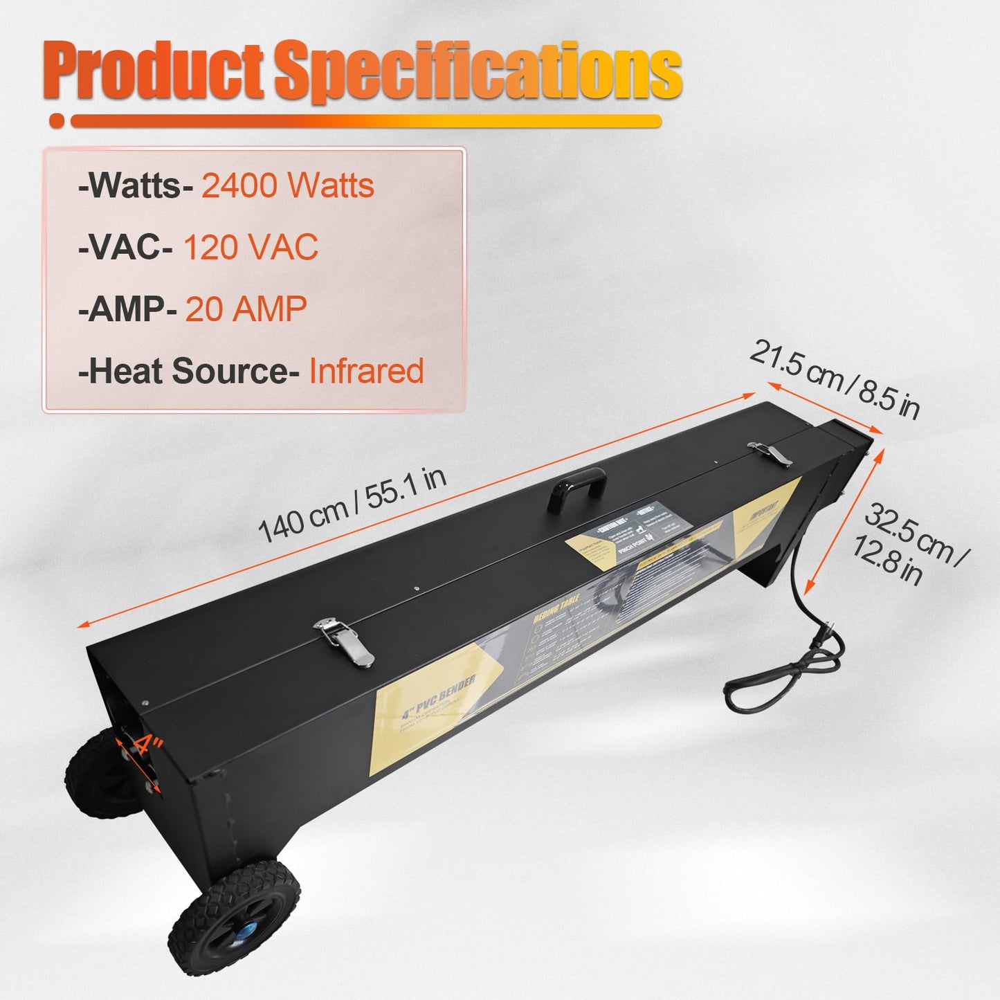 Electric PVC Conduit Heater, PVC Heater Box, Pipe Bender Tool,1/2" to 4" Bender Heater Pipe Bending Tool for 52" Sections of PVC Pipe