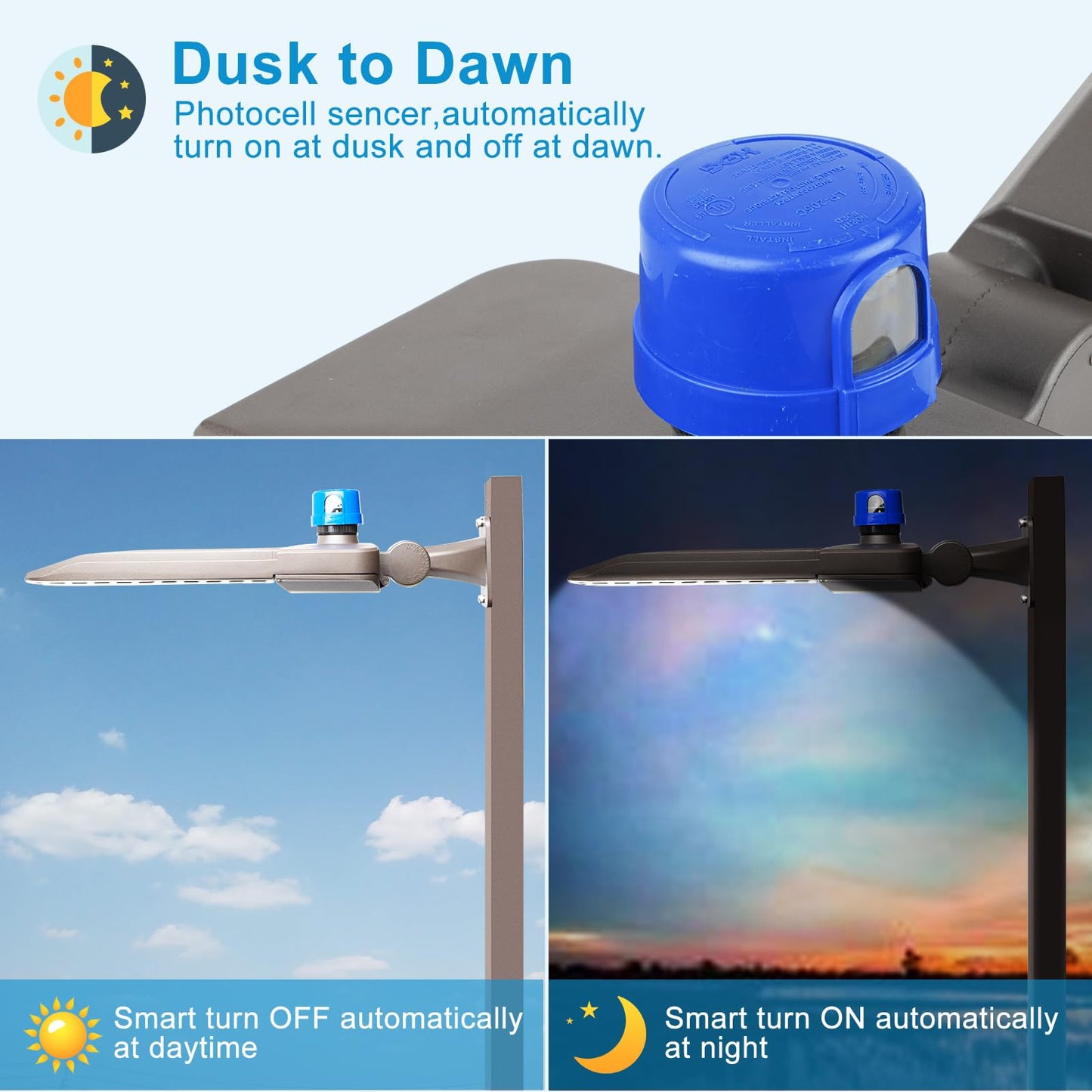 Lightdot 600W LED Parking Lot Lights 150000Lms (Eqv.2400W MH/HPS) 5000K LED Pole Lighting Dusk to Dawn Parking Lot Light with Arm Mount for 30~65Ft Height Roadways/Yard/Roadway/Backyard/Garage-2Pack
