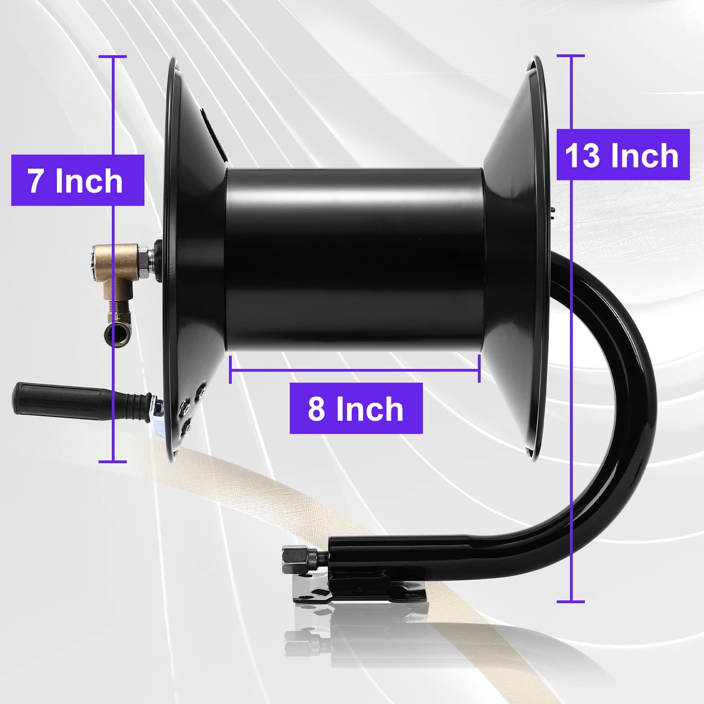 Tool Daily Pressure Washer Hose Reel, 150 FT Heavy Duty Steel Hose Reel for Power Washer, 3/8" Hose Reel Hand Crank, 4000 PSI