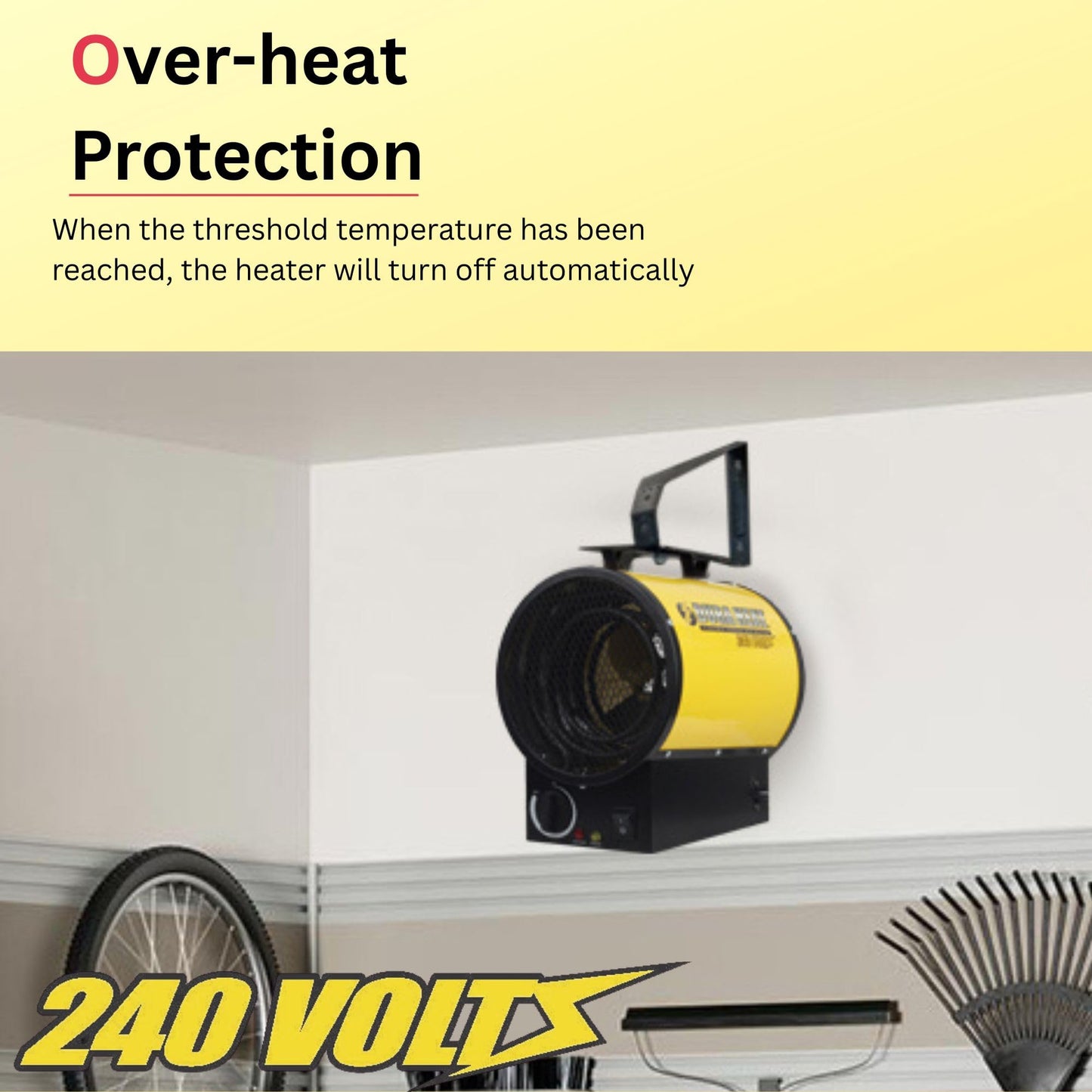 Dura Heat 240V Electric Industrial Garage, Workshop, Warehouse, Construction Heater, Wall/Ceiling Mount, 12,800 BTU, 3,750 Watt Forced Air Heater, Overheat Protection - Ideal for Garage & Workshop