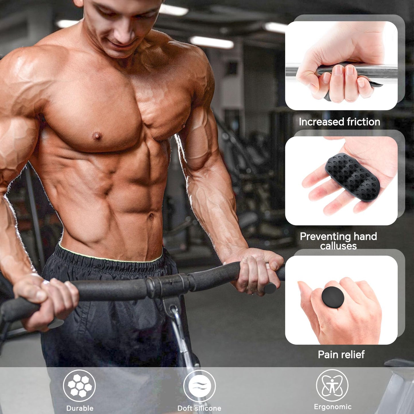 GoBene Pink Lifting Grips Women Rubber Weight Lifting Grips for Men Women, Hand Palm Protection Grips for Training and Exercise