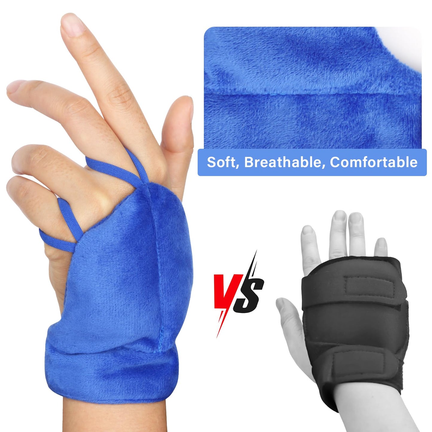 Hoomtree 2pcs Weighted Gloves for Hand Tremors and Parkinson's, Improved Hand/Wrist Stability & Mobility, Adjustable Wrist, Weights Strengthening Tool (Blue, S)