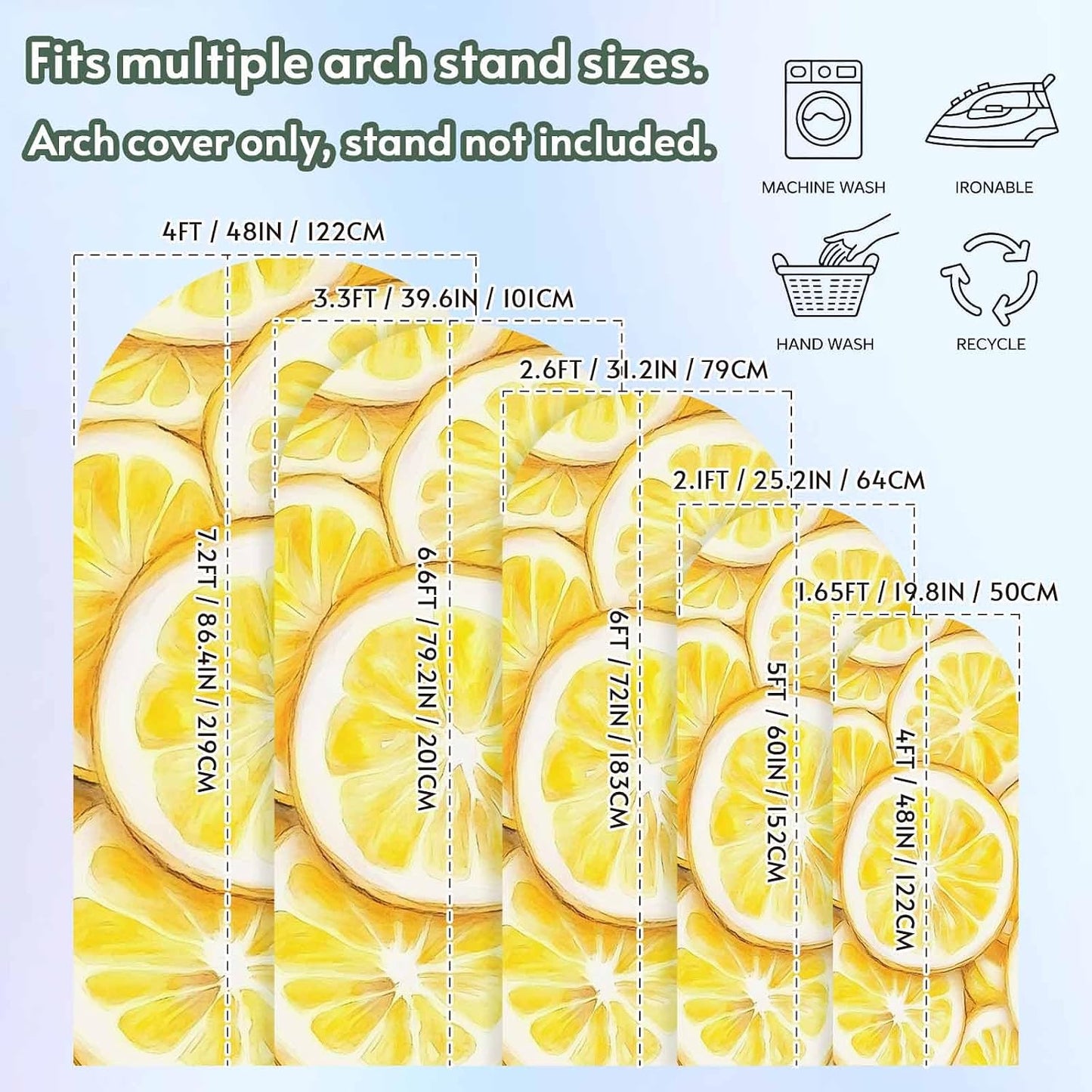 Jnbasdffb Summer 7.2 Lemon Wedding Arch Cover, Stretchy Spandex Arch Backdrop Stand Covers FT, Modern Oil Painting
