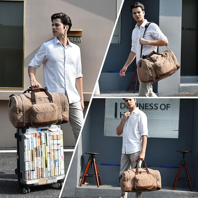 Dimayar Expandable Duffle Bag for Men, 50L Large-Capacity Weekender, Water-Resistant Mens Duffle Bags for Traveling, Lightweight & Durable Overnight Carry-On, Versatile Gym and Travel Bag