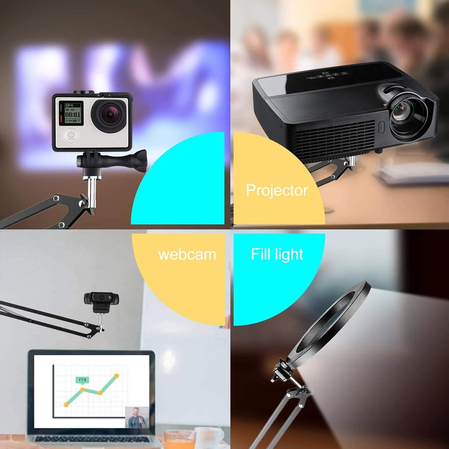 Zerodeko 1/4-inch Metal Scissor Arm Webcam Clamp Stand with Screw Desktop Holder for USB Camera Streaming and Video