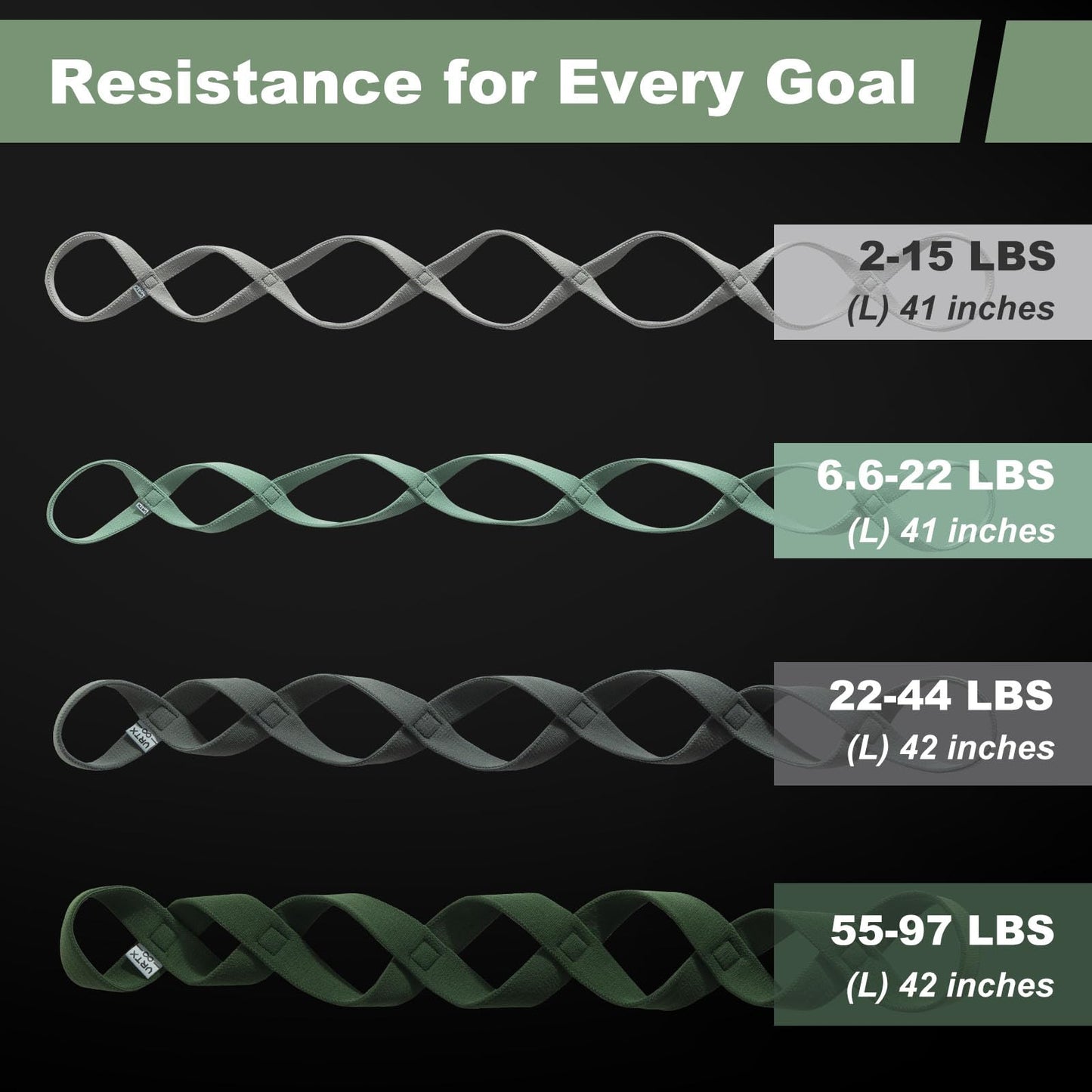 VRTX Stretch Straps for Exercise | Yoga & Pilates Stretching Bands w/ 7 Loops | Resistance Bands for Fitness Workout, Home Gym, Physical Therapy | Soft Mesh Cloth, Durable – X-Light (2-15lbs)