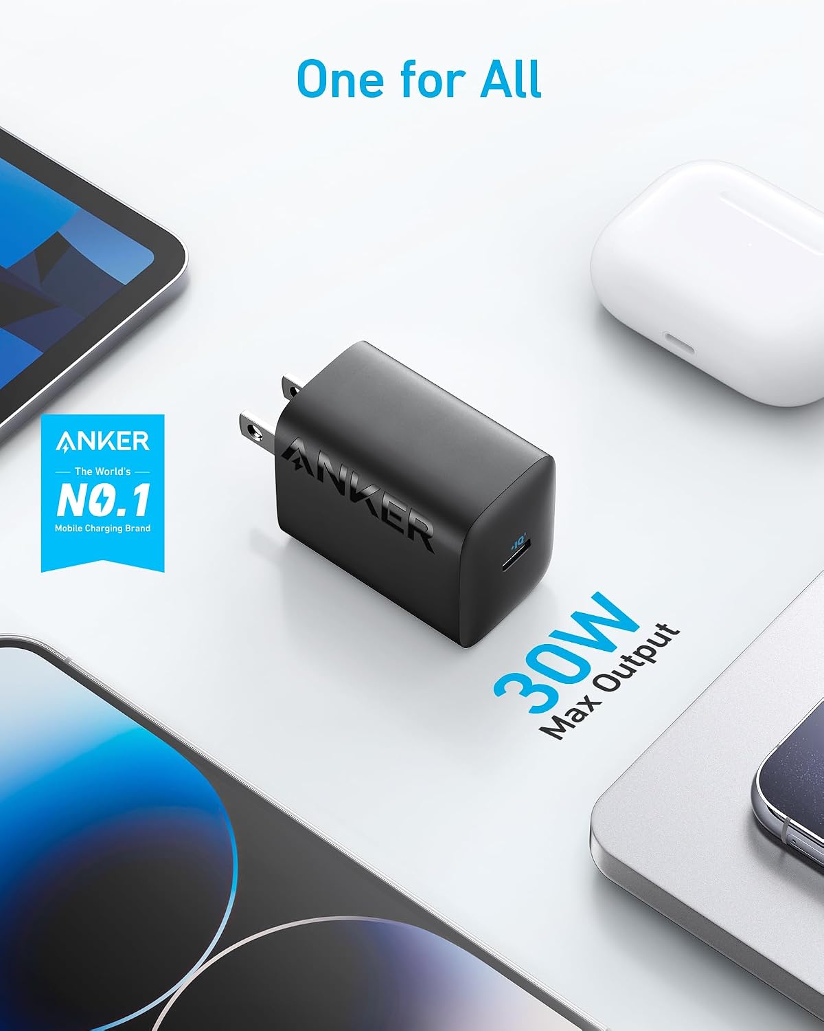 Anker 312 30W 2-Pack 30W 14/13/12 S23, Pixelbook, USB-C Charger, Charger Compact Foldable Design, Fast Charger iPhone