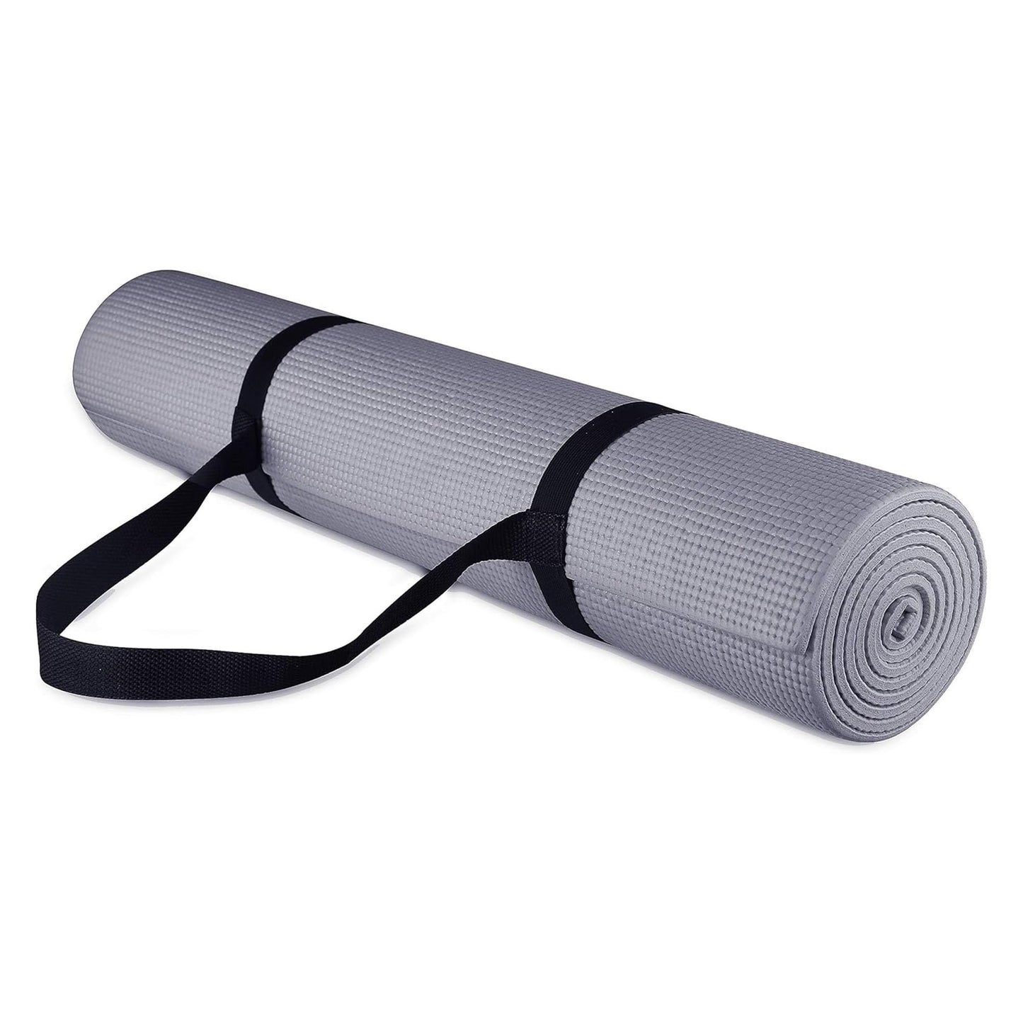 Fitvids 1/4-Inch High Density Thick Non Slip Yoga Mat with Knee Pad and Carrying Strap for Workout, Pilates, Gym Home Exercise, Grey