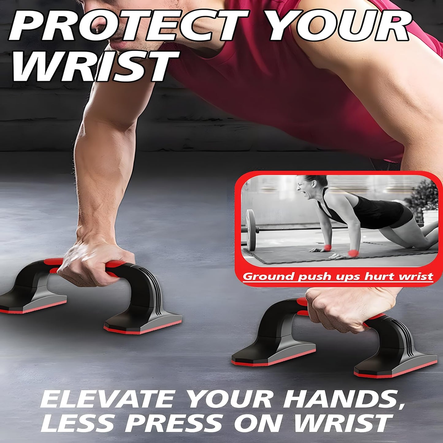 Muxiyilu Push Up Bar, Non-Slip Push-Up Handles with Enhanced Grip – Lightweight & Eco-Friendly Fitness Solution for Man & Women (Red)