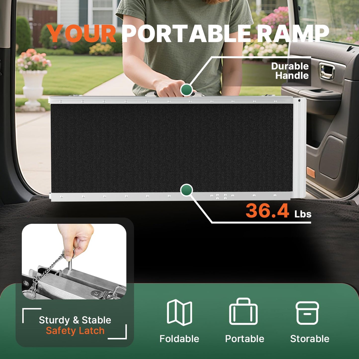 6FT Portable Wheelchair Ramp, Non-Skid Aluminum Ramps for wheelchairs for Home, Threshold ramps for doorways, Wheelchair ramps for Home Steps, Stairs, Curbs, Scooter, Entrance, 800LBS Capacity