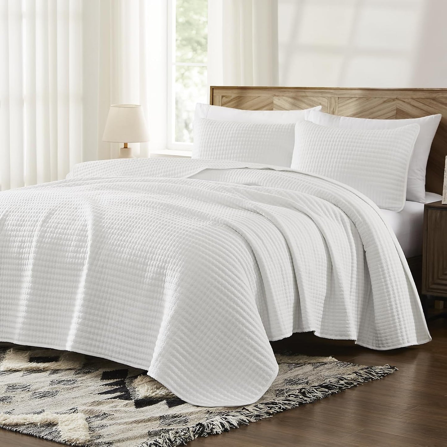 WRENSONGE King Size Quilt Bedding Set - 3 Pieces Lightweight Summer Coverlet with 2 Pillow Shams