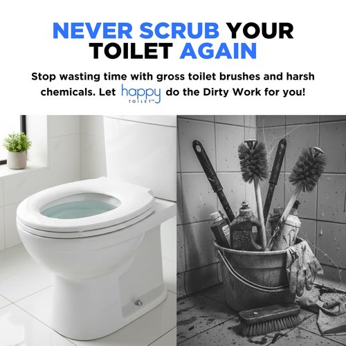 Happy Toilet Cleaner Automatic Toilet Bowl Cleaner - Easy to Install Toilet Tablet Holder - Self-Cleaning Toilet System, Deep Clean with Every Flush - Made in the USA