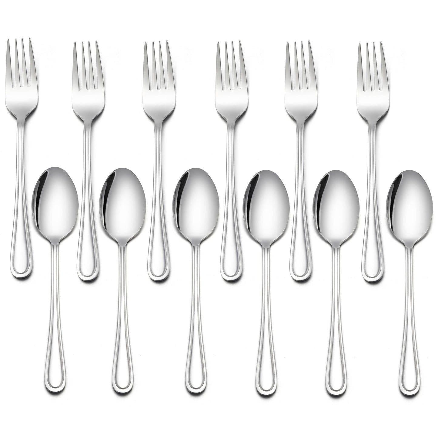 LIANYU 12-Piece Toddler Utensils, Stainless Steel Kids Silverware Set, 6 Kids Spoons and 6 Toddler Forks, Children Child Flatware Cutlery Set for Home Preschools, Dishwasher Safe