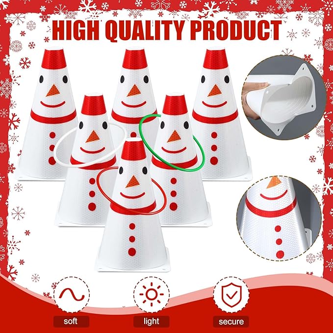 Leitee 6 Sets Candy Corn Ring Toss Game Plastic Cones Ring Toss Combo Set Mini Traffic Cones Toss Game for Sports Training Garden Backyard Outdoor Activities