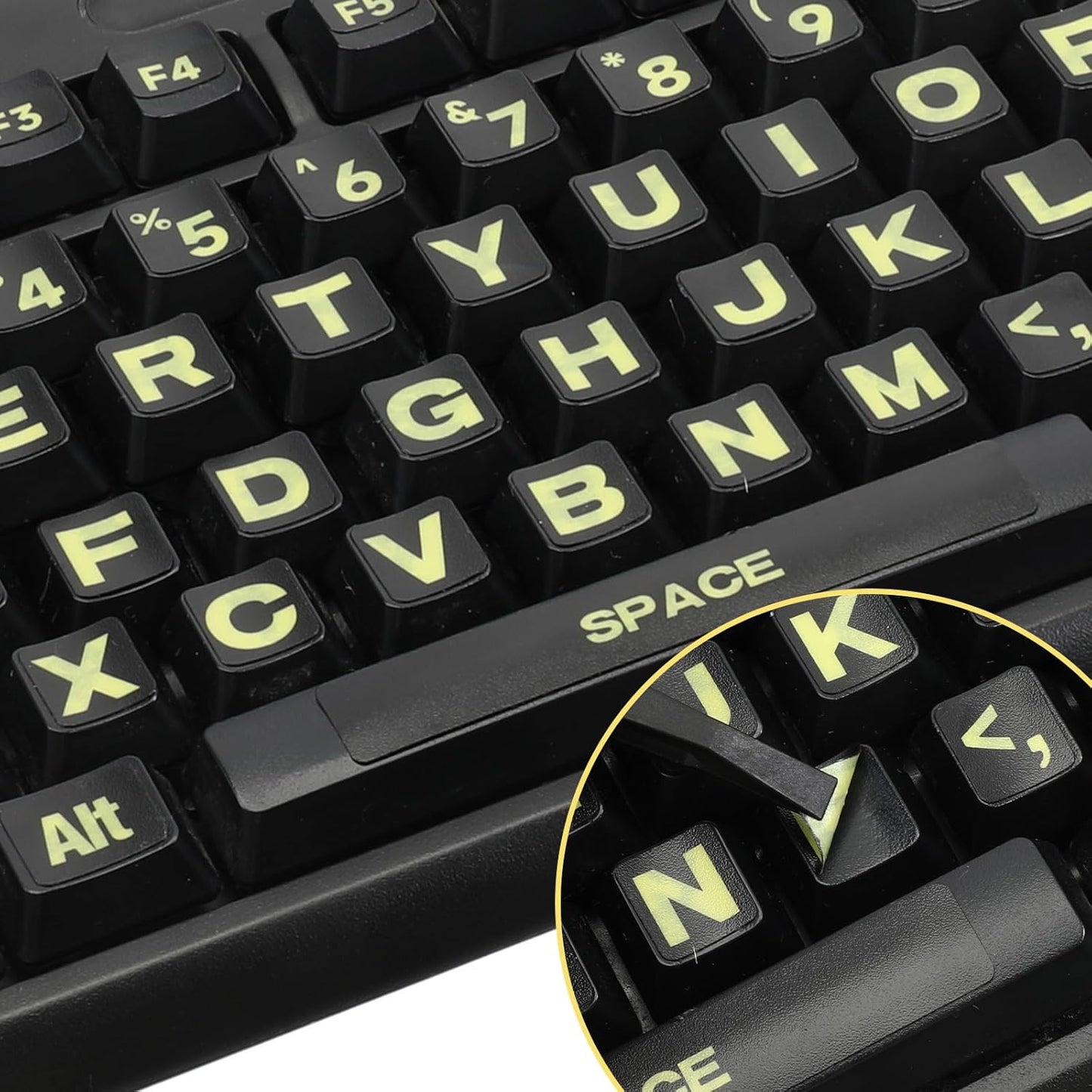 Qulkws 2 PCS Universal English Large Lettering Keyboard Stickers, English Keyboard Stickers, Big Bright Yellow