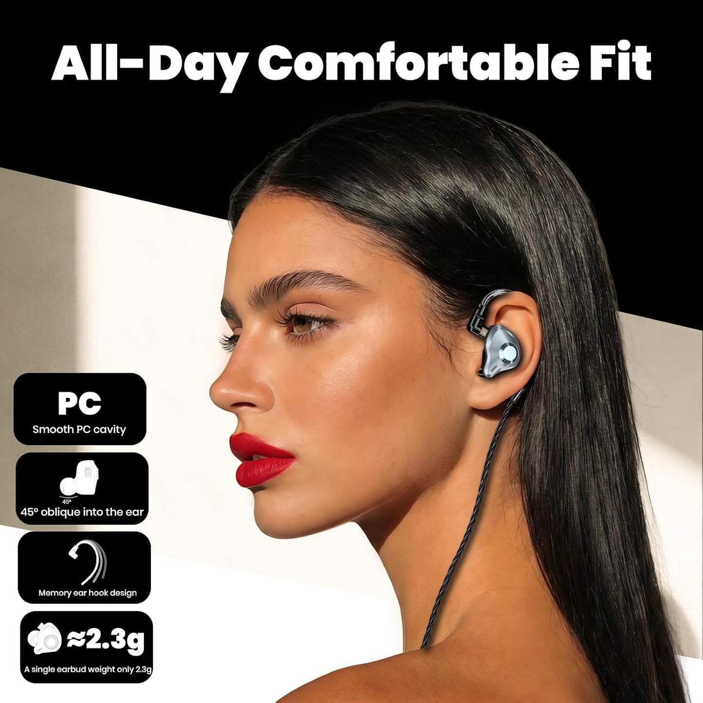 3.5mm 2 Singer/Musicians/Drummers in Ear Monitor Headphones, HiFi IEM Wired Earbuds, Deep Bass Sound Isolating