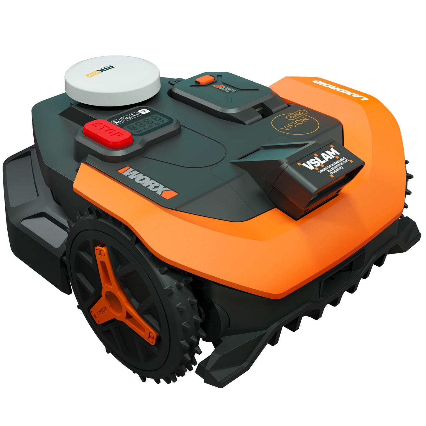 WORX Landroid Vision Cloud Robot Lawn Mower, No Perimeter Wire Robot Mower for 1/2 Acre, AI Obstacle Avoidance + RTK Cloud Navigation, 30% Slope, Auto Mapping, App Control, WR320