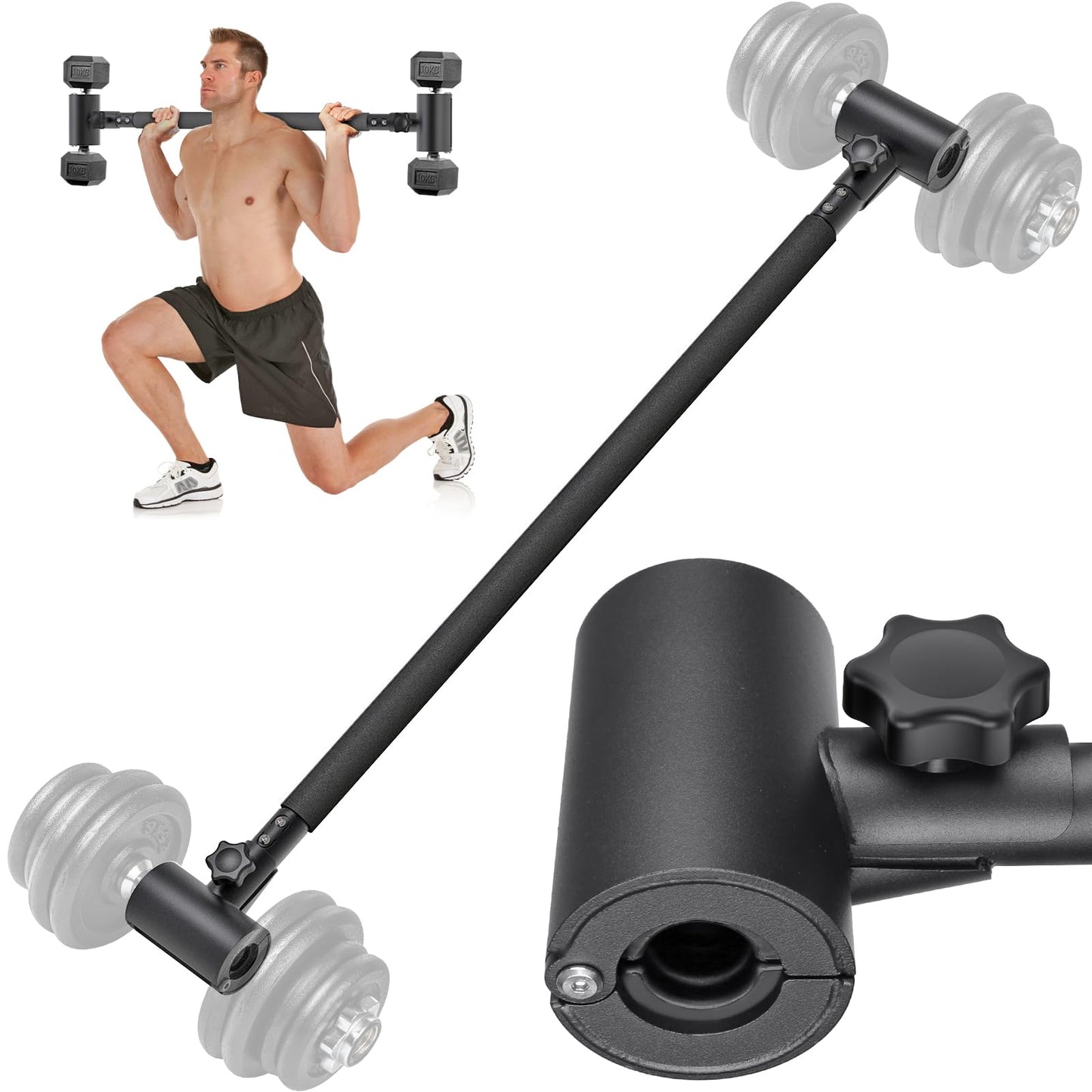Kipika Adjustable Dumbbell to Barbell Converter - EZ Curling Bar Adapter - Versatile Weightlifting Equipment for Home Gym (A. Barbell Converter)