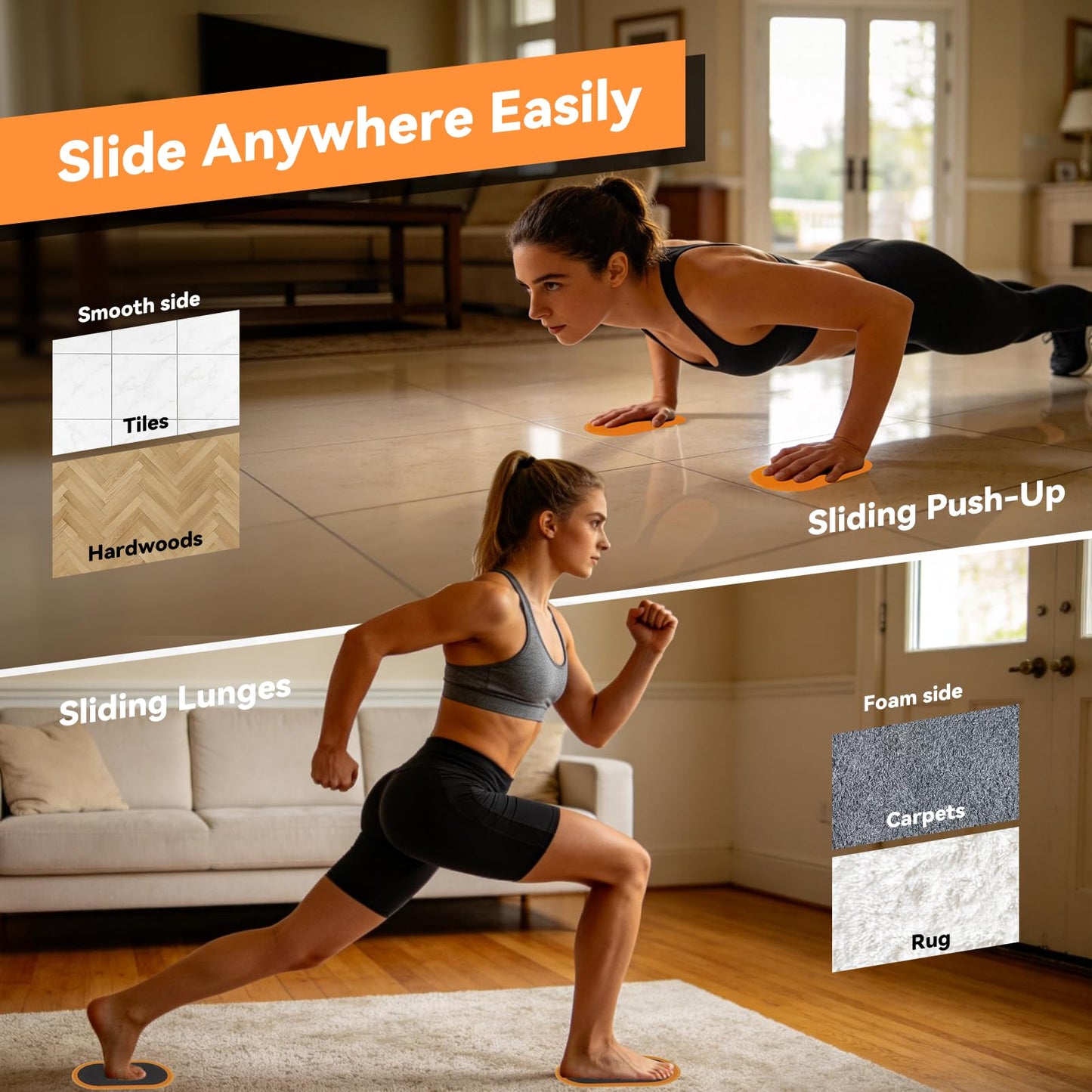 Leapiture 2Pcs Fitness Sliders Yoga Sliding Disks Exercise Sliders Carpet Fitness Disc Training Slider for Working Out, Exercise Sliding Plates for Abdominal Core Strength Training