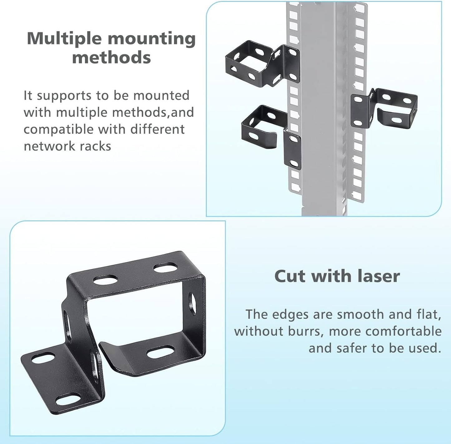 WikrOck 8 Pack Set Metallic Cable Manager D-Ring Hooks For Network Server Rack Cabinet, Cable Wire Management Bracket