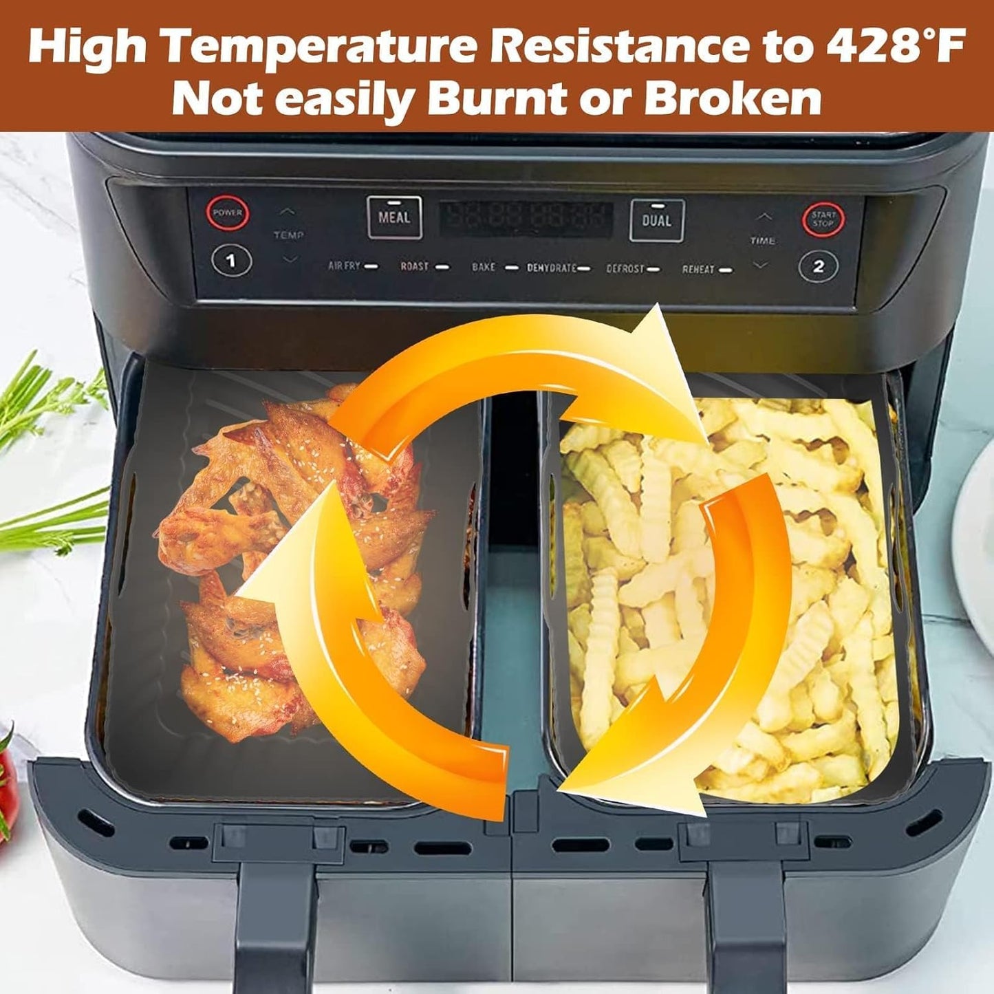 Ninja Foodi Silicone Air Fryer Liners - Non-Stick, Reusable 2-Piece Set for 8 QT Baskets