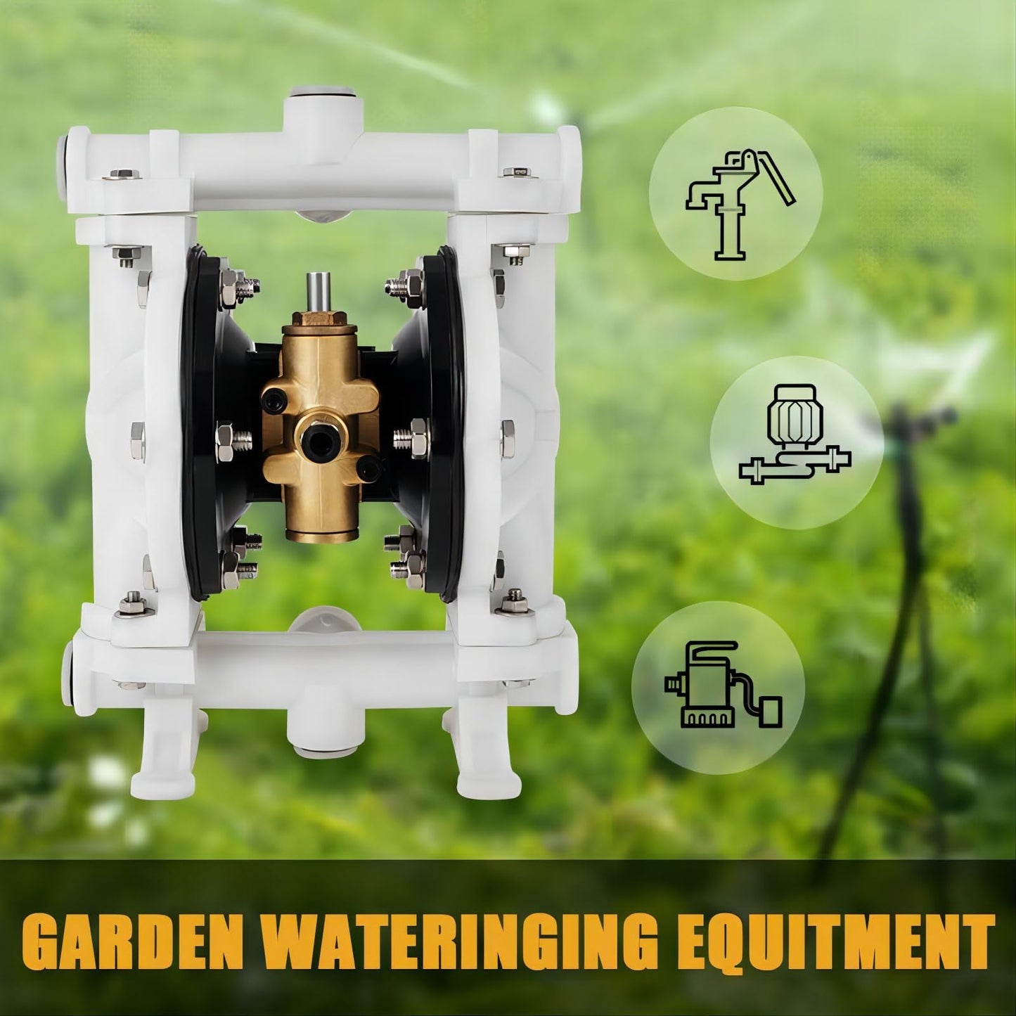 Air Operated Double Diaphragm Pump QBK-15 1/2 inch Outlet 12 GPM Pneumatic Transfer Max 115 PSI Industrial Use for Chemical Waste Oil Dual Diaphram PTFE Nitrile Rubber by Plastic and Stainless Steel
