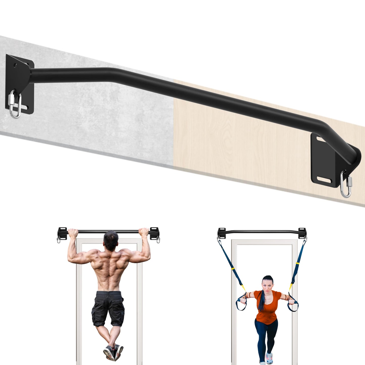 HWOOUSA Pull Up Bar Wall Mounted-Heavy Duty Joist Mounted Pull Up Bar-Premium Strength Training Pull-Up Bars-Fast and Easy Installation for Home and Garage Use,Supports up to 600 Lbs