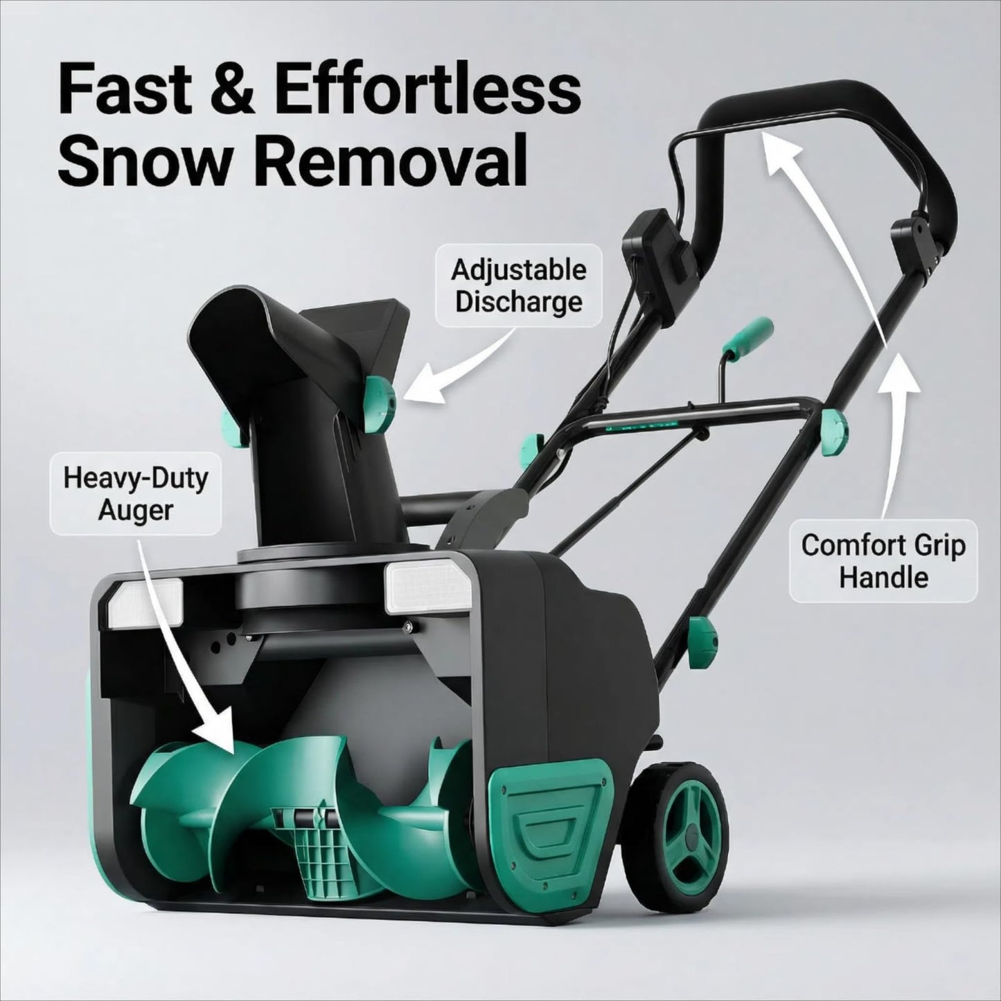 Garvee 20" Electric Snow Blower Corded- 15-amp Brushless Motor 25FT Throwing Distance, 180° Rotating Chute Walkways Deck Driveways Snow Thrower, Snow Blaster Dual LED Lights