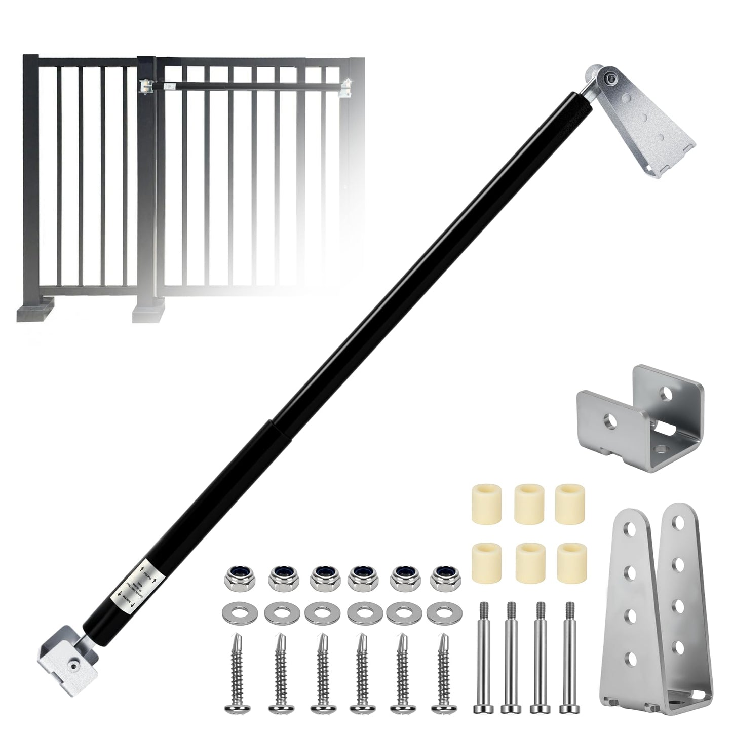 New TB200 Hydraulic Gate Closer, Rust Resistant & Weatherproof Automatic Gate Closer, Adjustable Closing Speed, Fits 60 to 140 Lbs Vinyl, Steel, Wood, Chain Link Fence Gates, Black