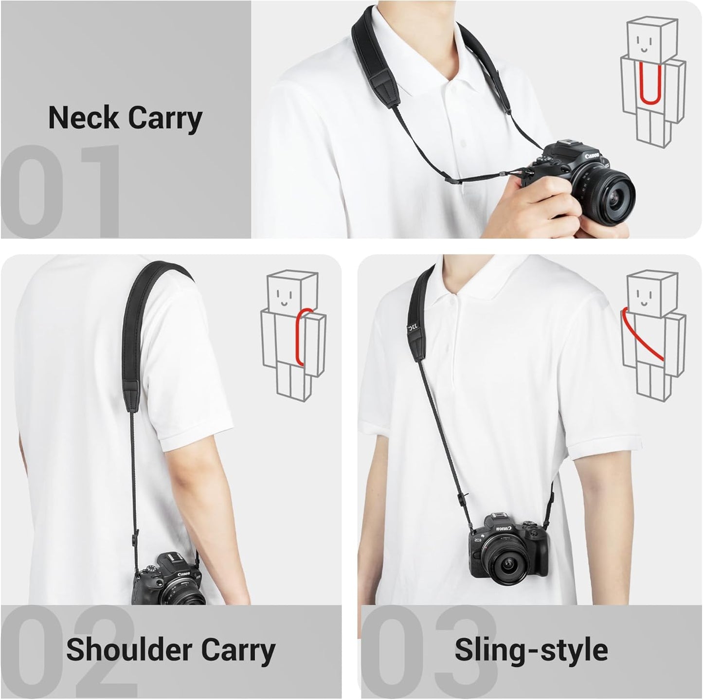R50V R50 R100 M50 23.6-43.3" JJC Neck Strap for Canon EOS Mark II Nikon Sony Fujifilm Mirrorless Cameras, Adjustable